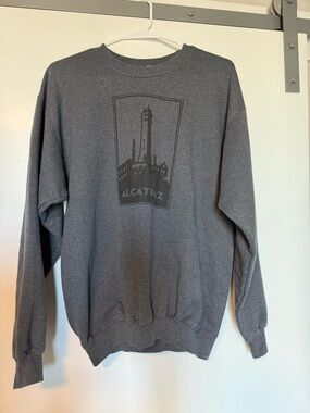 Hanes Gray Alcatraz Graphic Crewneck Sweatshirt